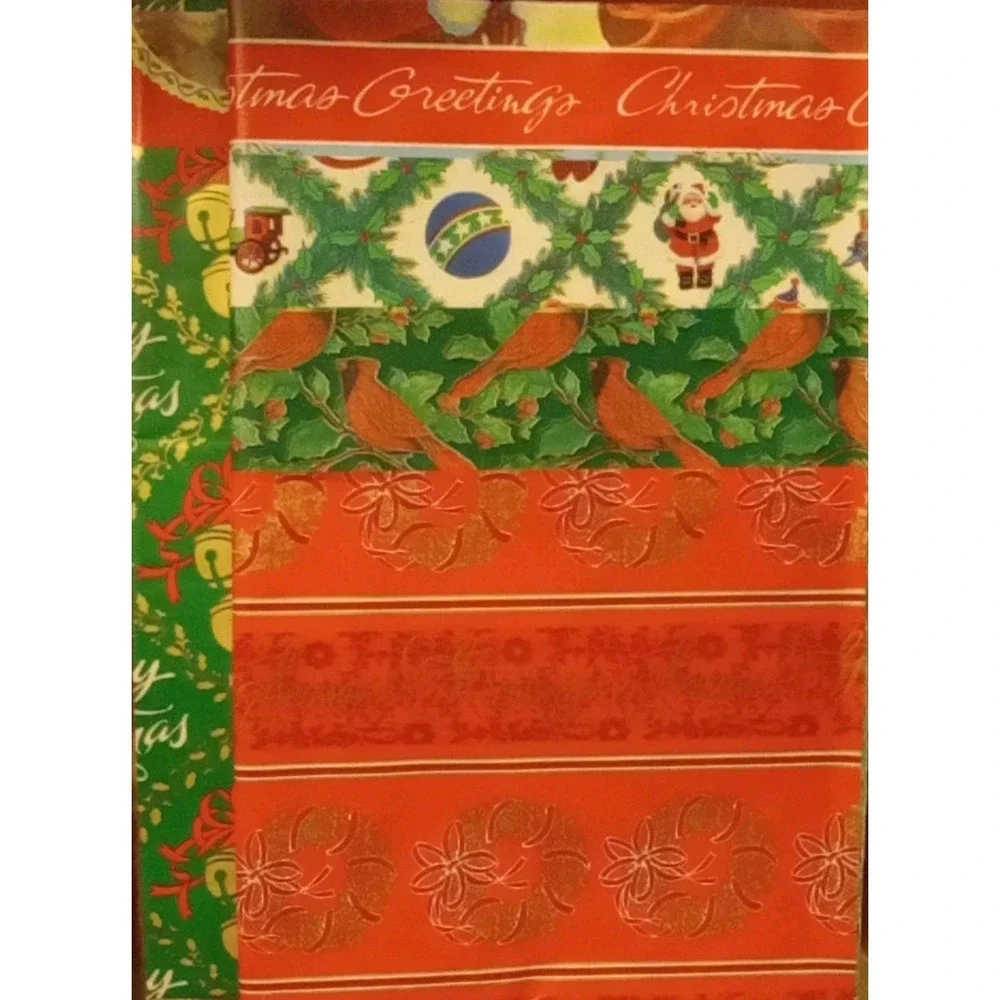 2 VTG NOS Cleo Christmas Wrapping Paper 100 Sq/Ft‎ 12 Sheets 8Designs